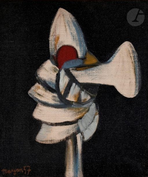 Pinchas Burstein dit Mary MARYAN [Polish] (1927-1977
)Composition, 1957Oil
on canvas.
Signed and dated lower left.
55 x 46 cmProvenance

: 
Galerie de France, Paris (label on the back



).


