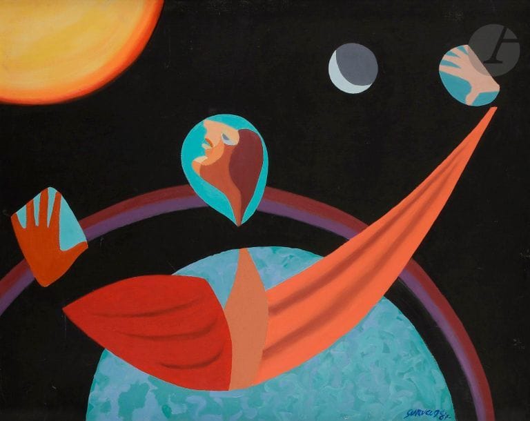 Léopold SURVAGE (1879-1968
)Le Soleil, 1967Oil

on canvas.
Signed and dated lower right.
65 x 81 cmProvenance

: 
- Sale Ader-Picard-Tajan, Paris, 22 June 1989, n°187
- Sale Loiseau-Schmitz, Saint-Germain-en-Laye, 1 April 1990, n° 77




-


 


Sale Loiseau-Schmitz, Saint-Germain-en-Laye, 2 April 1995, n° 71
- Collection of Monsieur M., Luxembourg






.


 





We thank Mrs Anne-Marie Divieto for confirming the authenticity of this work.
A certificate may be given at the expense of the purchaser.














