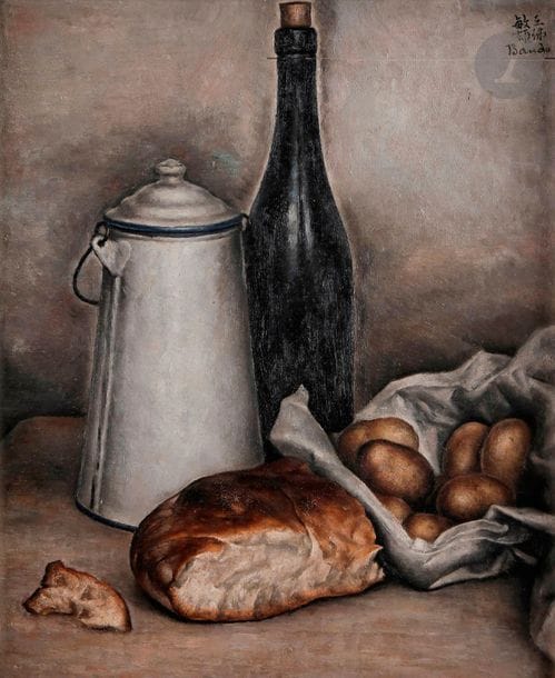 Toshio BANDO [japonais] (1895-1973)
Nature morte, vers 1927
Huile sur toile.
Signée en haut à droite.
46 x 38 cm