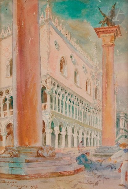 Boleslaw BUYKO (1876-1940
)
Venice, 1927Watercolour.
 Signed and dated lower
 left.

 54 x 36 cm

.