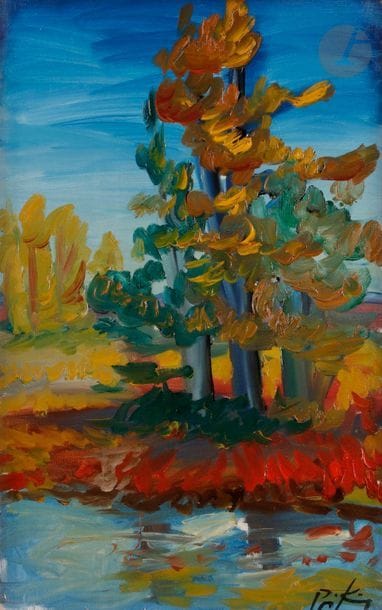Franz PRIKING (1929-1979
)RiverbankOil


 on

 canvas.

 Signed lower

 right.

 61 x 38 cm

