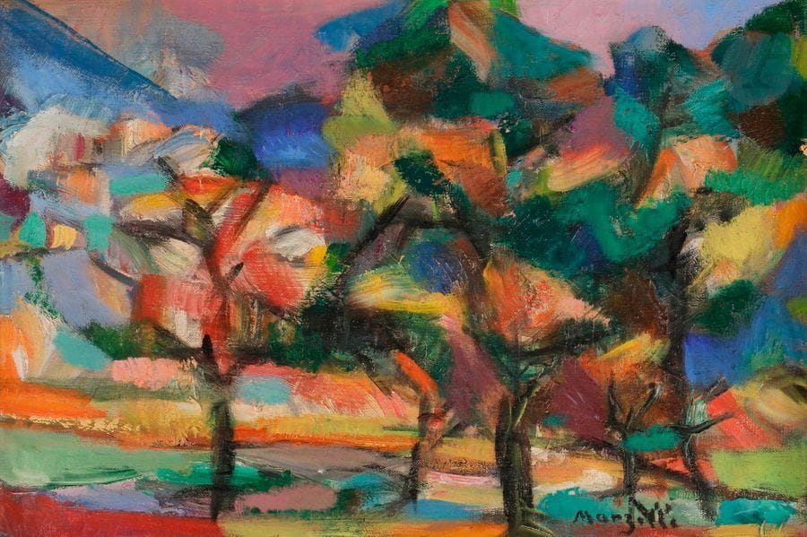 Jean MARZELLE (1916-2005
)Aix-en-Provence,
 the treesOil

 on

 canvas.

 Signed lower

 right.

 22 x 33 cm

