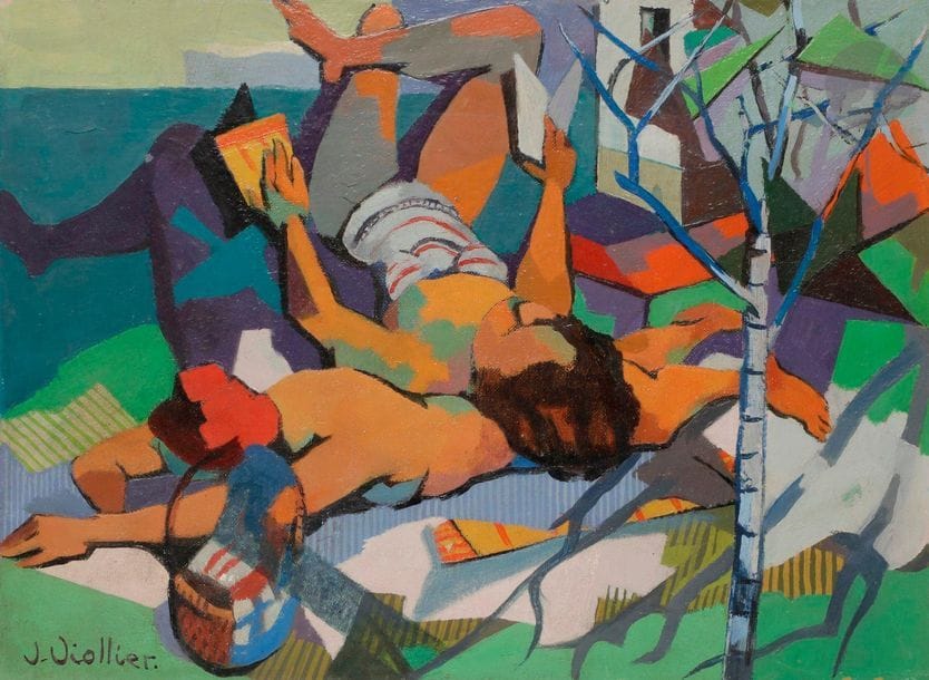 Jean VIOLLIER (1896-1985
)Deux baigneuses
, 1968Oil on canvas.
 Signed lower
 left. Signed

, dated and titled on the

 back.

 41 x 53 cm

.