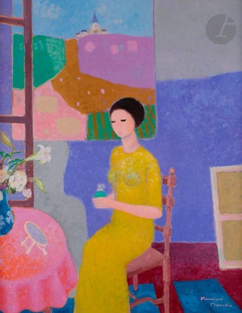 Kimiyo MASUDA (née en 1943)Sitting woman, 1993Oil on canvas.
Signed
lower right. Signed

and dated on

the back.

92

x 73 cm-

Comment

:

A gouache is attached

.