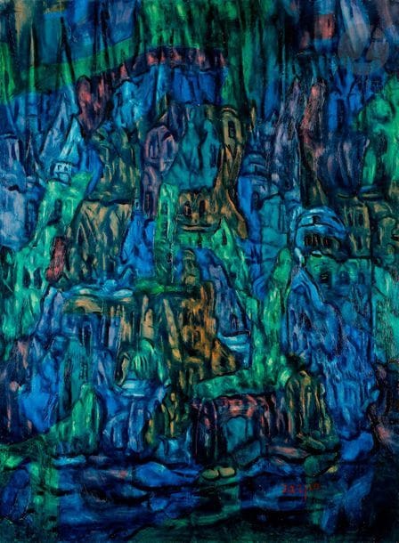Faïbich Schraga ZARFIN (1899-1975)
Ville onirique, vers 1960-65
Huile sur toile.
Signée en bas à droite.
81 x 60 cm