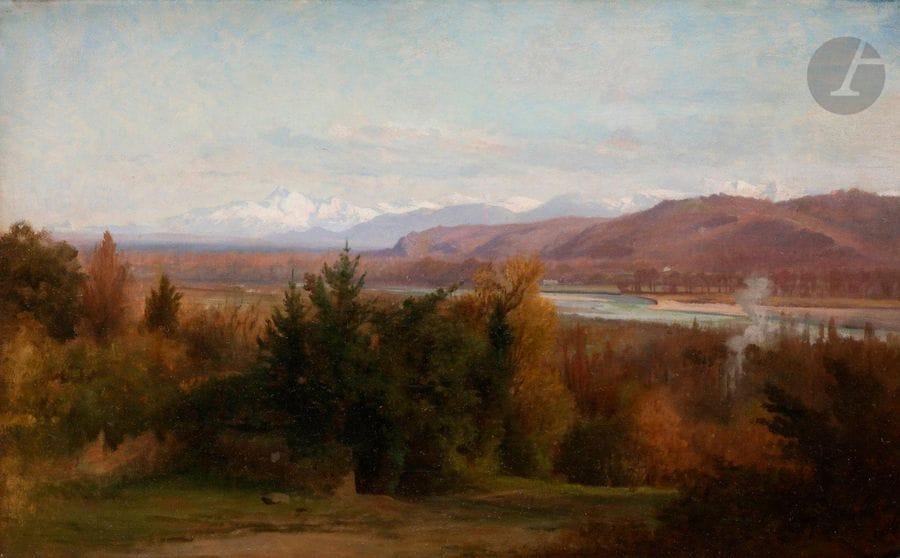 Jean-Achille BENOUVILLE (1815-1891)
Vallée du Mont Blanc
Huile sur toile.
Porte le timbre de l'atelier au dos sur la toile (Lugt 228a).
37 x 59 cm

Provenance : 
Vente de l'atelier de l'artiste, Paris, Hôtel Drouot, Mes Chevallier, Bernier, Caveroc, 16 janvier 1901, lot 57 (" La Vallée ").

Bibliographie : 
M.-M. Aubrun, Achille Benouville, 1815-1891, Paris, 1986, p. 151, n° 283.