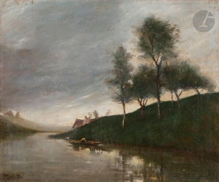 François CACHOUD (1866-1943)
Paysage à la barque
Huile sur toile.
Signée en bas à gauche.
54 x 65 cm