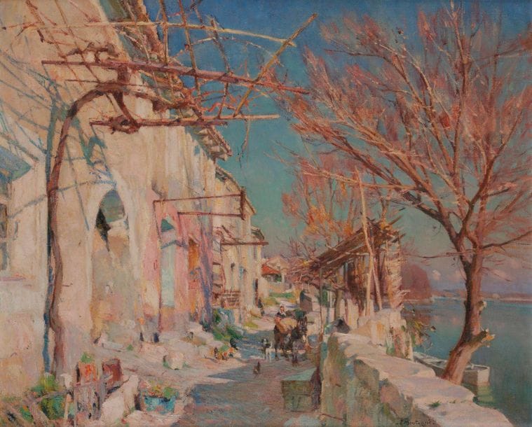 Louis MONTAGNÉ (1879-1960)
Novembre sur les bords du Rhône à Villeneuve-Lès-Avignon, 1913
Huile sur toile.
Signée en bas vers la droite.
Titrée et datée au dos sur le châssis.
81 x 100 cm