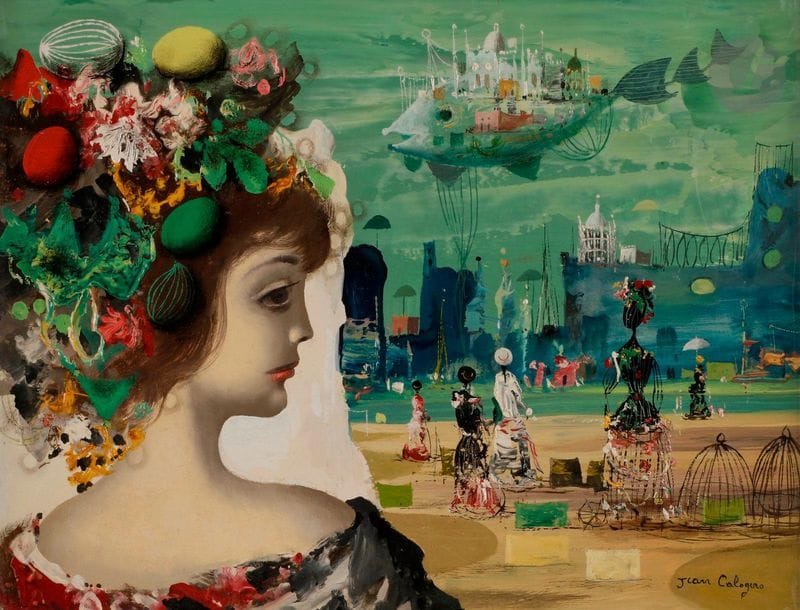 Jean CALOGERO (1922-2001
)
Animated fantasy
landscapeOil


on

canvas.


Signed lower








right.



27 x 35 cm











