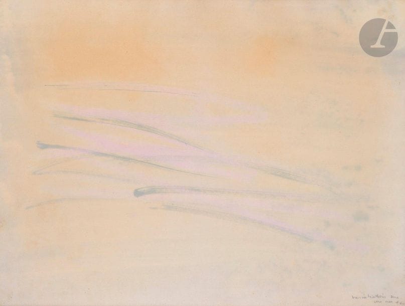 Jean FAUTRIER (1898-1964)
Variation sur un nu, 1960
Aquarelle sur papier buvard contrecollé sur toile.
Monogrammée, datée et titrée en bas à droite.
50 x 65 cm