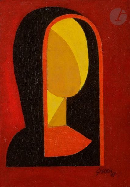 Léon GISCHIA (1903-1991
)Woman with
a veil, 1948Oil

on

canvas.


Signed and dated lower








right.



27 x 19 cm












