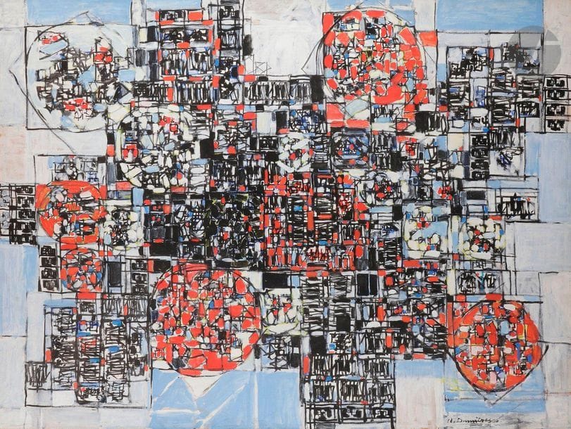 Natalia DUMITRESCO [roumaine] (1915-1997)
Composition, 1980
Huile sur toile.
Signée en bas à droite.
Signée et datée au dos.
97 x 130 cm

Provenance :
Vente Artcurial, Paris, 4 novembre 2009, n° 594.