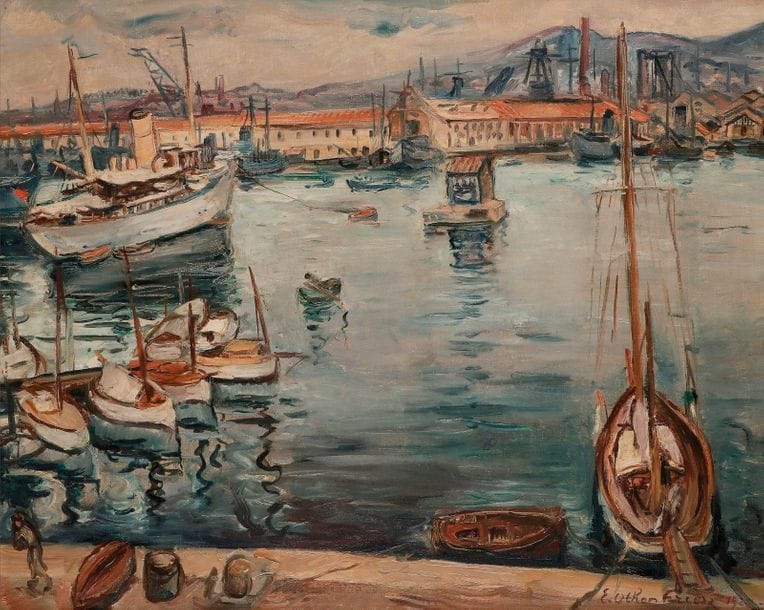 EMILE-OTHON FRIESZ (1879-1949)
VUE DU PORT DE TOULON, 1928
HUILE SUR TOILE.
SIGNEE ET DATEE EN BAS A DROITE.
65 X 81 CM