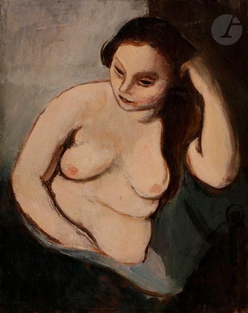 Jiri Karpeles, dit Georges KARS (1882-1945)
Femme nue accoudée, 1923
Huile sur panneau.
Signée et datée en bas à gauche.
40 x 32 cm
 