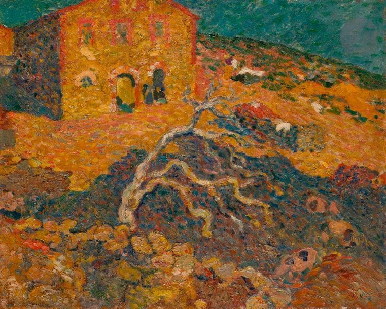 Louis VALTAT (1869-1952)
Paysage de Banyuls, 1894
Huile sur toile.
Monogrammée en bas à droite.
(Rentoilage ancien, restaurations).
65 x 81 cm

Provenance : 
- Galerie Ambroise Vollard, Paris (fragment d'étiquette au dos).
- Vente Maître Loudmer, Paris, 1er avril 1990, n° 32.

Exposition : 
Exposition Universelle de San Francisco, 1915, n° 454 (étiquette au dos).

Bibliographie : 
Jean Valtat, Louis Valtat, Catalogue de l'œuvre peint, 1869-1952, Neuchâtel, Éditions Ides et Calendes, 1977, n° 62, reproduit p. 7.

Un avis d'inclusion aux Archives de l'Association des Amis de Louis Valtat sera remis à l'acquéreur.