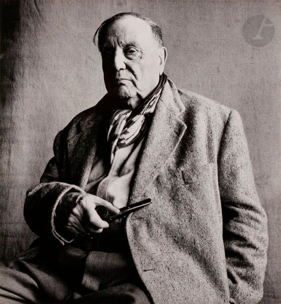 *Irving Penn (1917-2009) 
Maurice de Vlaminck. Normandy, France, 1951. 
Silver print (c. 1960) mounted on card. Stamped "Photograph - by - Penn", copyright stamp "Condé Nast" and handwritten title on verso of mount. 
33.4 x 31 cmBibliography

: 
- John Szarkowski, Irving Penn, MoMA, 1984, pl. 27


.

 
 
- Irving Penn, Passage, Alfred A. Knopf / Callaway, New York, 1991, p. 106.

Irving Penn (1917-2009)
Maurice de Vlaminck. Normandy, France, 1951.
gelatin silver print (c. 1960), mounted on cardboard
.
Stamp "Photograph - by - Penn", copyright stamp "Condé Nast" and handwritten title on verso.
33,4 x 31 cm











