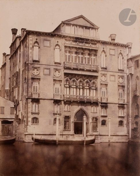Carlo Ponti (1820-1893)
Venise, c. 1860. 
Palazzo Cavalli-Franchetti.
Épreuve sur papier albumine? contrecollée sur carton. Timbre sec du photographe coupé en bas à gauche de l’épreuve. 
53,2 x 41,5 cm

Carlo Ponti (1820-1893)
Venice, c. 1860. 
Palazzo Cavalli-Franchetti.
Albumen print mounted on cardboard. Photographer's dry stamp on the lower left corner of the print. 
53.2 x 41.5 cm