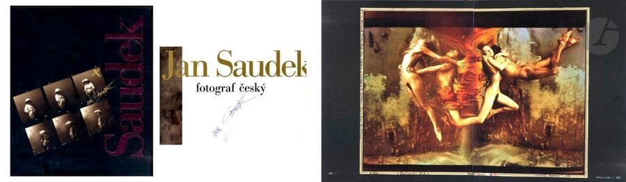 SAUDEK, JAN (1935) [Signed]
Fotograf Cesky.
Praha: Nakladatelstvi Slovart, 2005.
In-4 (34 x 29 cm). Édition originale en langue tchèque signée par Jan Saudek en page de titre, 480 pp. et de très nombreuses photographies en couleurs et en noir et blanc, important texte introductif de Daniela Mrazkova responsable de cette édition. Reliure cartonnée d’éditeur de couleur noire avec titre imprimé en creux en caractères roses au dos et en couverture en caractère rose pour la lettre initiale du nom du photographe et en caractères noirs pour le reste de son nom, jaquette illustrée.
Cf. Bertolotti p. 257.