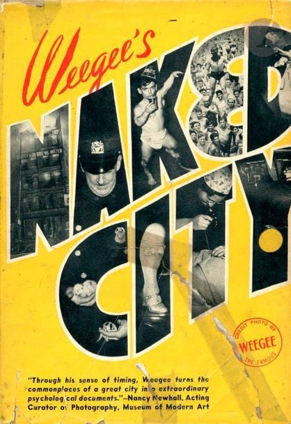 WEEGEE (Arthur Fellig) (1899-1968)
Naked City.
Essential Books, New York, 1945. 
In-8 (24 x 17 cm). Édition originale, dédicacée et signée par Antonio (coiffeur à New York) en 1945 à Christian Bérard et Boris Kochno. 246 pp. Cartonnage d’éditeur sous jaquette illustrée. Usures, déchirures, manques.
Réf. Parr & Badger, I, p. 145.