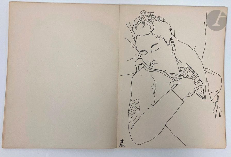 COCTEAU (Jean).

25 drawings of a sleeper. 

Lausanne : H.-L. Mermod, 1929 - In-4, cover filled with title printed and glued.

Copy numbered 112, on pure thread vellum from Papeteries du Marais.