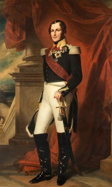 Fanny GEEFS 
(Bruxelles, 1807 - Schaerbeek, 1883)
Portrait de Leopold Ier, roi des Belges
Portrait de Louise-Marie, reine des Belges
Paire de toiles d’origine.
Restaurations anciennes et accidents.
L’un des deux (le reine), signée et datée en bas à droite : Fanny Geefs / 1851.
Restaurations anciennes et accident.
251 x 160 cm
218 x 141 cm

Provenance (selon le propriétaire) :
Offerts par S. M. le roi Léopold II au lieutenant général Baron (Théophile Théodore) Wahis ;
Sa collection ;
Par succession, 1921, collection de son fils, lieutenant général Baron Théo Wahis, Bruxelles ;
Acquis par son petit neveu, le chevalier Philippe de Patoul, château de Champallement, dans la Nièvre.
Notons que le baron Théophile Théodore Wahis fut gouverneur général de l’État Indépendant du Congo, puis de la colonie quand le roi décida de passer la souveraineté à la Belgique.
Le portrait du roi est la reprise du portrait par Franz Xaver Winterhalter conservé dans la collection royale belge.
Nous connaissons une version de notre artiste, Fanny Geefs, conservée à la Chambre des représentants à Bruxelles.