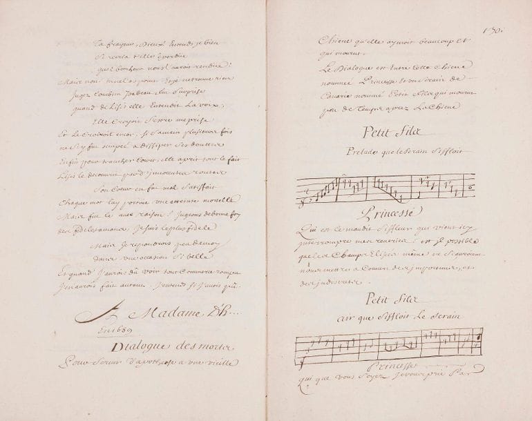 [Jean-François Leriget de LA FAYE (1674-1731) diplomate et poète, de l'Académie française, châtelain de Condé-en-Brie.] Ensemble de manuscrits et documents provenant de ses archives.

 Important ensemble de manuscrits et documents provenant de ses archives. Certains brouillons semblent autographes, et quelques pièces sont peut-être annotées par lui. Nous ne pouvons en donner ici qu'un état sommaire.
 Fort volume manuscrit broché in-fol., d'une écriture soignée de copiste, en tout 258 fol. numérotés (manquent les fol. 1-9), contenant diverses pièces littéraires, souvent d'inspiration galante, la plupart en vers mais aussi en prose, dédiées à des personnes importantes, ou à des dames dont le nom peut être masqué. Quelques pièces portent en marge une référence au crayon à une publication. Les dates indiquées vont de 1676 à 1717, l'ordre chronologique n'étant pas respecté. On y trouve des épîtres (au président de Mesmes, à M. de Moncourt, au comte de Pontchartrain, à Caumartin, intendant des finances, au chevalier de Saint-Pierre, au duc d'Humières, au chevalier de Luynes, au duc d'Aumont, à Mme de Saint-Sulpice, au comte de Medavy, au duc de Noailles, etc.), des lettres en vers ou prose (notamment à Mme d'H......), une idylle (La Fortune), des contes en vers (La Fille violée, Le Tonnerre), une " Nouvelle Portuguaise ", des élégies (1676-1679), une ode (Sur la campagne de 1697), des épithalames, des fables, etc.
Une centaine de manuscrits et pièces sur feuilles volantes : poésies, chansons, pièces en vers ou en prose, certaines en brouillons corrigés, d'autres en copie, notes diverses, etc., avec une note indiquant : " Feu M. de La Faye Poesie et Litterature, ce 13 avril 1735 ". On notera une " fable turque " : La confiance perdue, ou le serpent mangeur de kaïmak... ; une " Relation de Séville par M. le Marquis d'Antin " ; des " Vers faits à Londres sur les grands chapeaux des gens du Duc d'Aumont ", etc. Un manuscrit incomplet des Philippiques est suivi d'é