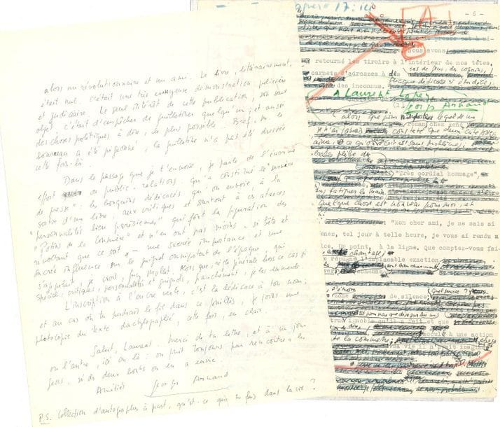 LITTÉRATURE. 14 lettres ou pièces, la plupart L.A.S., XXe siècle.

Georges Arnaud (3, dont un fragment de tapuscrit corrigé et dédicacé, et longue lettre d'envoi, 1967), Eugène Dabit (à un critique), Jean Guitton (2), Bernard Halda (2), Louis Guilloux (2, à des critiques, dont Dominique Braga, 1930-1931), Henri Guillemin, Émile Henriot (à Bertrand Guégan, rédacteur de l'Almanach de Cocagne, 1920), Pierre Humbourg (1941), Henri de Régnier (à Paul Souday, 1925).