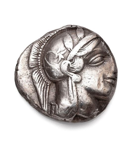 

ATTIQUE

Athènes (480 - 407 av. J.-C)

Tétradrachme. 16,74 g

Tête d’Athéna à droite. R/ Chouette debout regardant de face.

Starr pl. XXII.

Traces de monture sinon TTB.