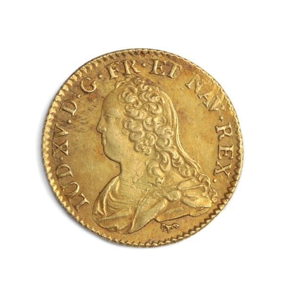 LOUIS XV (1715 - 1774). Louis d'or aux lunettes. 1713. Paris.

Flan légerement paillé au revers.

D.1640

TTB à superbe.

Joint Quart d'écu au marteau de Louis XIII. 1624. Nantes

D.1332

TB à TTB



Les deux monnaies.