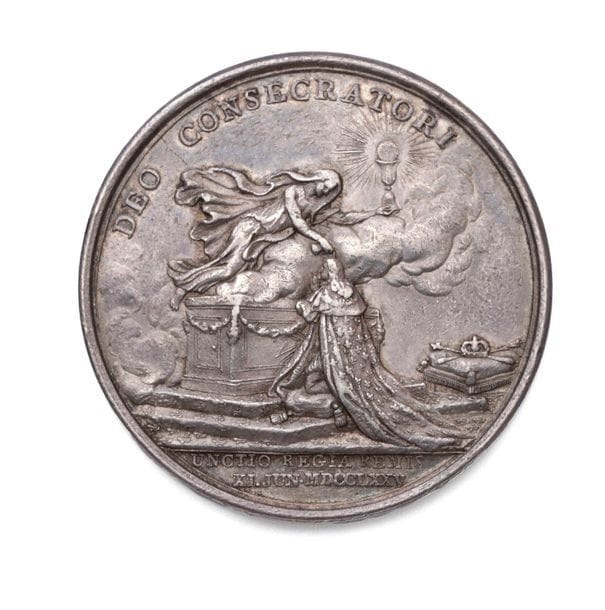 LOUIS XVI. 11 juin 1775. Médaille : Sacre du roi à Reims. Argent. B.DUVIVIER

D: 41 mm. 

M.M. p 273 - 3

Joint jeton en argent. 1711 (LOUIS XIV) secrétaire du roi.



Les deux exemplaires.