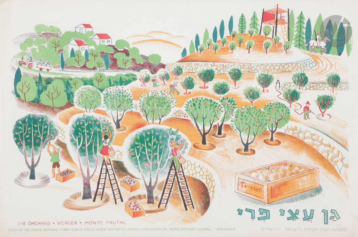 [KKL - AFFICHES POUR ENFANTS] 
Au champ et au village 
Ensemble d’une série de 20 affiches destinées aux jardins d’enfants et aux écoles primaires, publiées par le Keren Kayemet Le-Israël, Jérusalem, s.d. (vers 1950-1960). 
50 x 34 cm environ

Mots clés :
judaïca, juif, juive, hébreux, rabbins, jewish, torah, hebrew, hebraica, judaisme, synagogue, sionisme, pessah, pessach, haggada, haggadah, hagada, hagadah, passover, menora, menorah, hannuka, hannuca, hannoucca, hanouccah, torah, juden, israélite, Israël, antisemitism, antisémitisme, dreyfus, meguila, sepharade, sefarad, ketouba