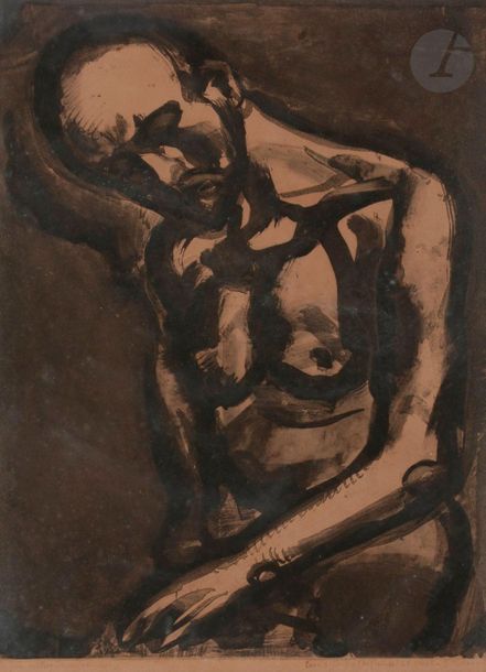 Georges Rouault (1871-1958)
Le Dur métier de vivre... (Pl. du Miserere). 1922. Héliogravure, aquatinte, pointe sèche. À vue : 355 x 485. Chapon et Rouault 65. Belle épreuve sur vergé, fortement insolée (brunie), titrée puis dédicacée « très sympathiquement à G. Diehl » et signée (inscriptions très passées). Pas de marges apparentes. Cadre.
 Provenance :
Gaston Diehl (1912-1999), historien et critique d’art.