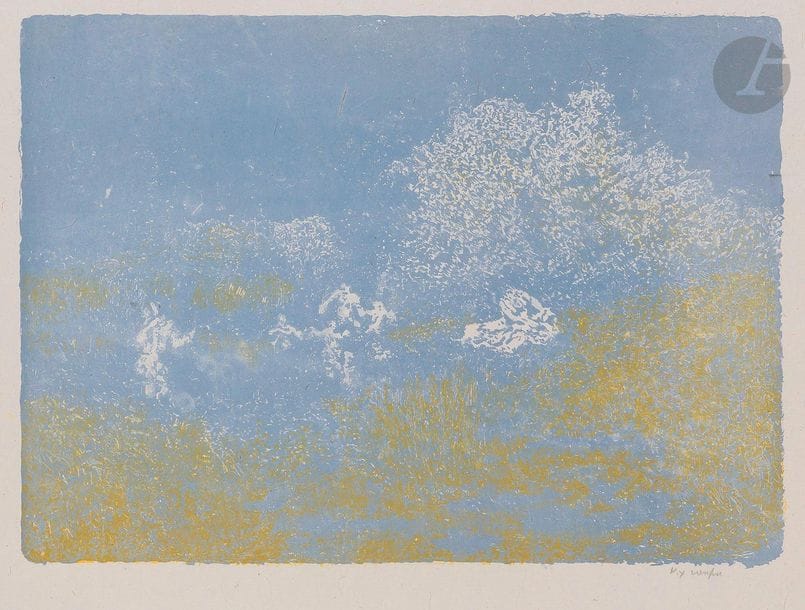 Ker-Xavier Roussel (1867-1944)
Femmes dans la campagne. 1898. Autographie. 335 x 210. Salomon 19 ; Johnson 134-6. Impression en couleurs. Très belle et fraîche épreuve sur chine volant, signée au crayon. Toutes marges. Tirage à 100 épreuves. A. Vollard éd.