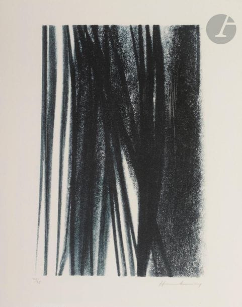 Hans Hartung (1904-1989)
L 1977-9, 1977
Photo-autographie sur zinc (crayon lithographique sur acétate).
Impression en bleu.
Épreuve sur vélin, numérotée et signée au crayon. Tirage à 75 épreuves. P . Chave éd., Vence.
À vue : 63,5 x 43,5 cm.
Cadre.

Bibliographie :
Mason 529.