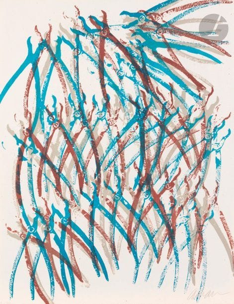 Arman (Armand Fernandez, dit) (1928-2005)
Artistery : Dentistery, 1977
Suite complète de 5 planches (manque la chemise imprimée à rabats).
Lithographie en couleurs. 
Épreuves sur vélin, numérotées et signées en chiffres romains au crayon, du tirage à 25 épreuves (outre le tirage ordinaire à 250). Galerie Bonnier, Genève, éd. 
Chaque 56 x 43 cm.

Bibliographie :
Otmezguine-Moreau 246.