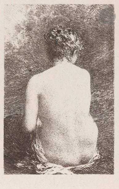 Henri Fantin-Latour (1836-1904
)Étude de femme assise, vue de dos; Étude de femme debout, vue de face. 1897 and 1900. Lithograph. 80 x 130 and 80 x 146. Hédiard-Mason 133 and 155. Very beautiful proofs, the 1st on flying china, with traces of mitering along the right edge, published in G. Geffroy, La Vie artistique, 5th series, the 2nd on china appliqué, with its snake, published in G. Denoinville, Sensations d'art, 3rd series. Some light freckles on the second one. Small normal margins. Set of 2 p.
