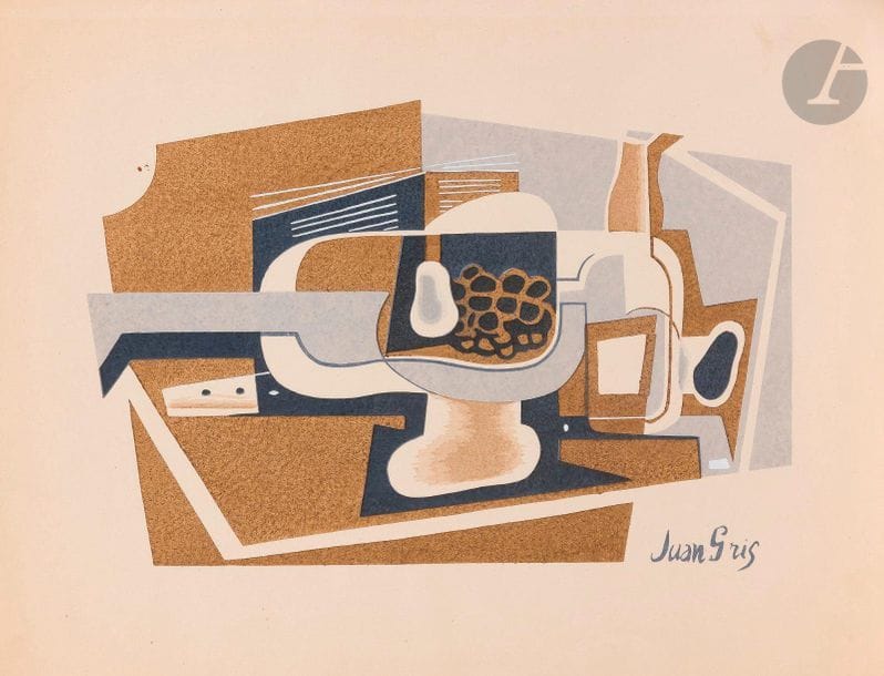 Juan Gris (1887-1927
)Still life. 1922. Stencil in colors. [325 x 252]. Very nice proof on ivory glazed wove paper. All margins. 
 Pl. offered as a bonus to its subscribers by the magazine L'Esprit Nouveau on the occasion of the New Year 1923.

