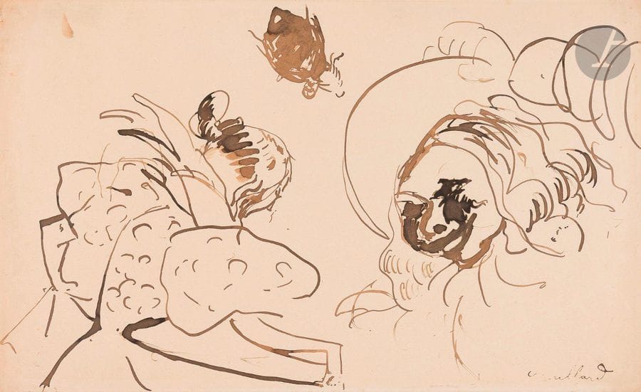 Édouard VUILLARD (1868-1940
)Étude de personnages, circa 1890-92Ink
and ink wash.
Bears the artist's stamp in the lower right corner.
20 x 33 cmProvenance

: 
Collection of Monsieur B., Paris region


.



