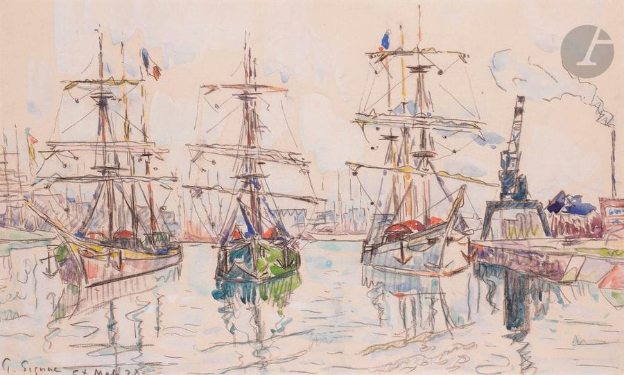 Paul SIGNAC (1863-1935
)Saint-Malo, 1928Aquarelle
.
Signed, dated and located at the bottom left.
27.7 x 46 cmA

certificate from Madame Marina Ferretti dated October 19, 2020 will be given to the purchaser





.