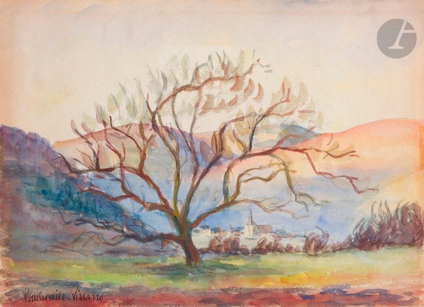 Paul-Émile PISSARRO (1884-1972)
Paysage à l’arbre
Aquarelle.
Signée en bas à gauche.
25,5 x 35,5 cm

On joint un paysage de sous-bois du même artiste.