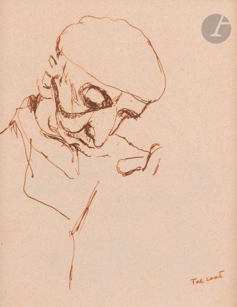 Pierre Jacob dit TAL-COAT (1905-1985)
Portrait d’homme
Encre.
Signée en bas à droite.
17 x 13 cm

Nous remercions Monsieur Xavier Demolon d’avoir confirmé l’authenticité de cette œuvre.