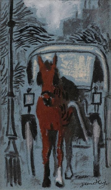 Jean HUGO (1894-1984
)La Calèche, 1948Ink
and gouache.
Signed lower right.
14,5 x 9 cm



