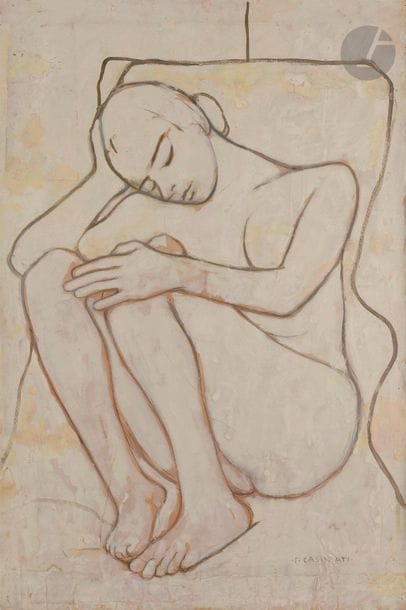 Felice CASORATI (1883-1963)
Ripposo, 1960
Tempera et collage sur carton.
Signée en bas à droite.
70 x 50 cm

Provenance : 
- Galleria d’Arte Narciso, Turin (étiquette au dos).
- Galleria Biasutti & Biasutti, Turin (étiquette au dos).
- Collection particulière, Turin.

Exposition : 
Saluzzo arte, 9a Mostra di arte contemporanea, Fondazione Amleto Bertoni, 2004, reproduit au catalogue p. 22.