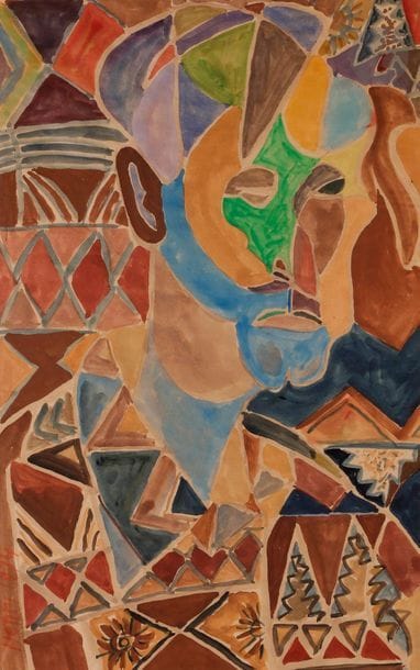 Henri LANDIER (né en 1935)
Portrait de Bernard Bedel
Gouache.
Signée « Henri » et datée 1974 en bas à gauche.
Annotée au dos du montage.
53 x 34 cm