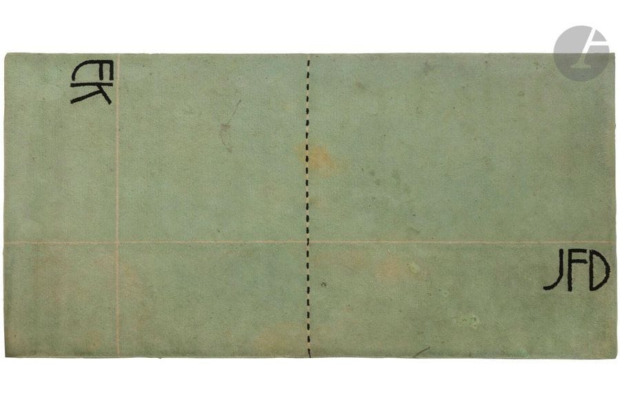 EMMANUELLE KHANH (1937-2017) CARTONNIER & J.F.D. (JULES FILIPO) LISSIER ÉDITEUR – COLLECTION EMMANUELLE KHANH
Grand tapis. Laines de couleur. Signé des monogrammes EK et JFD dans la trame. Usures et salissures. 300x152cm 

Provenance:
Collection personnelle d’Emmanuelle Khanh (1937-2017).