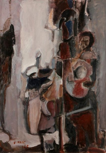 Hamza INANC (b. 1930
)Le Dieu des noires, 1963Oil
on canvas.
Signed and dated lower left.
Titled on the back.
116 x 81 cm-
Exhibition: 
The painting exhibition, Albi, 25 February - 12 March 1965






.