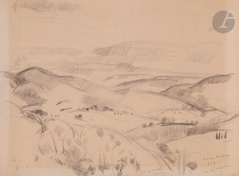 André MARCHAND (1907-1997)
Paysages et étude de personnages
2 mine de plomb.
Signées, datées 1929 et dédicacées.
28x38 cm - 27x34 cm
Provenance:
Collection Gaston Diehl (1912-1999), historien et critique d’art.