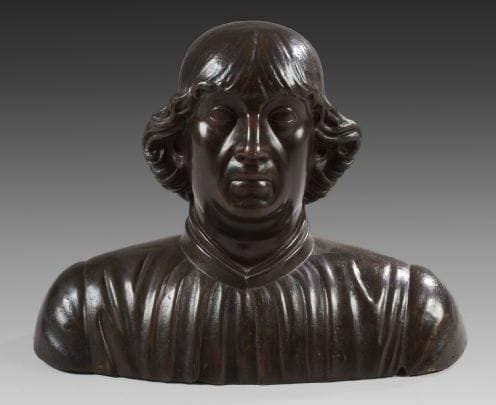 Portrait d'homme en buste. Épreuve en bronze à patine brune. Il est très inspiré des bustes de la Renaissance italienne dont il s'approprie les canons. Deuxième partie du XIXe siècle. Hauteur: 40 cm