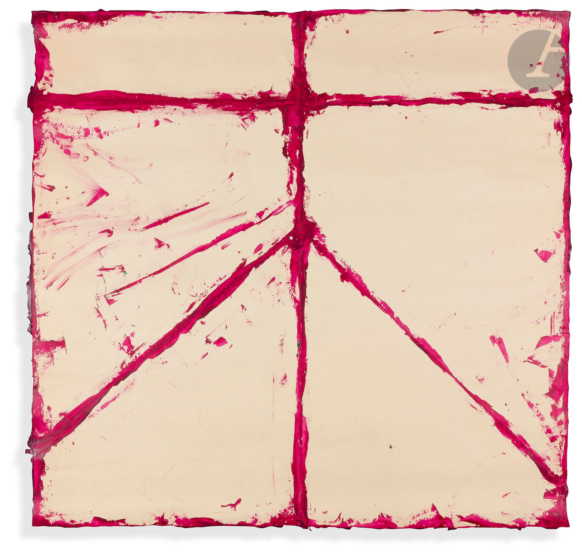 Anne-Marie MILLIOT (1977-1985)
En mouvement, n° 3, Rouge, 1981
Papier soudé à l’acrylique.
Signé et daté en bas à droite.
102 x 108 cm