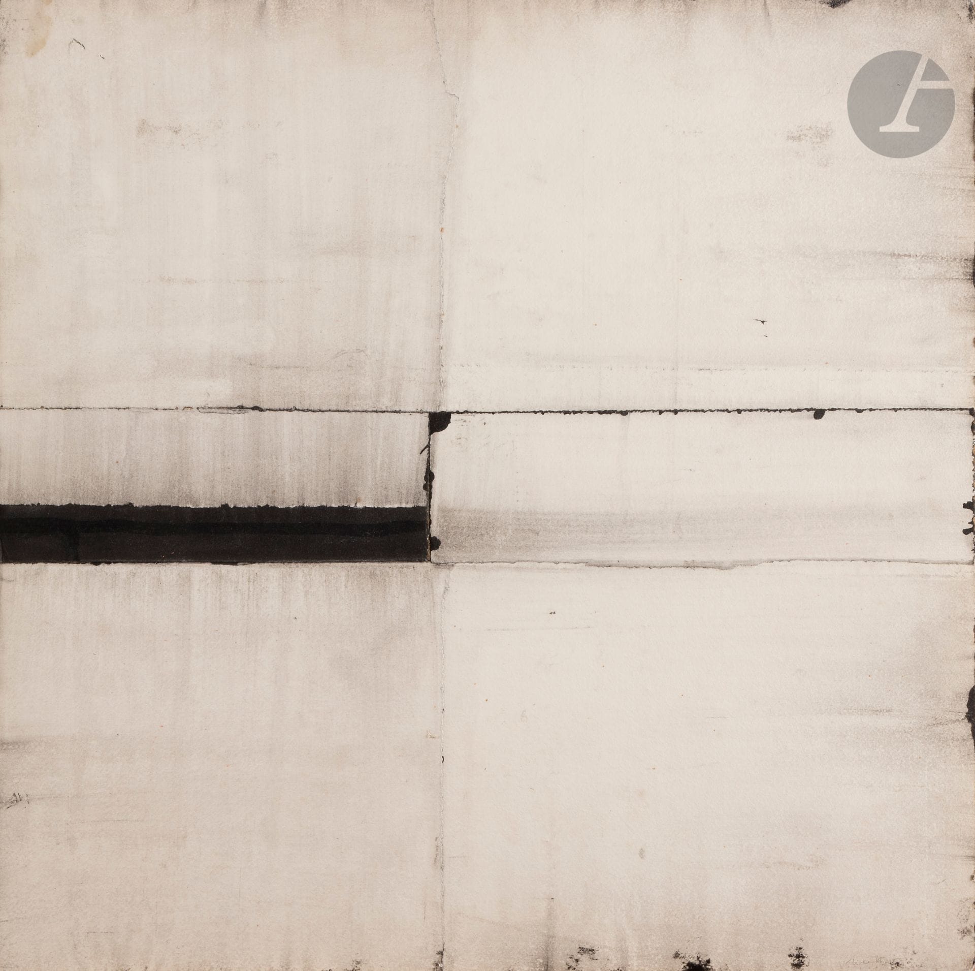 Anne-Marie MILLIOT (1977-1985)
Mer 2, 1977
Encre et papier collé sur panneau.
Signée en bas à droite.
Signée et titrée au dos.
(Petites taches).
60 x 60 cm

Exposition : 
Anne-Marie Milliot. Panarea 77, Galerie Eupalinos, Clermont-Ferrand, novembre 1977.